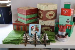 Mixed Lot Christmas Boxes, Ribbon, Organza Gift Bags & Stocking Holders
