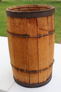 Wooden Barrel With Metal Banding