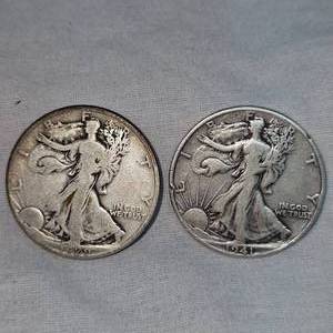 2-Walking Liberty 1929,1945 Halves