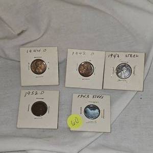 1942,44,52 D Wheatbacks and 1943,43 Steel Wheat Pennies