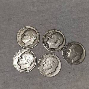 1951,51,52,47,51 Roosevelts Dimes 10c Silver