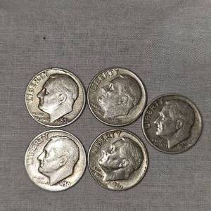 1959,50,51,64,51 Roosevelt Dimes 10c Silver