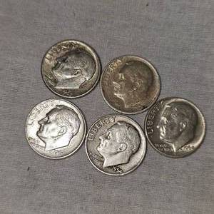 1961 Error, 1962,1953,1954,1964 Roosevelt Dimes 10c