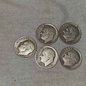 1953,47,54,56,47 Roosevelt Dimes 10c