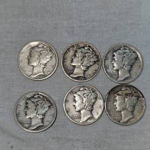 Mercury Dime Lot of 6