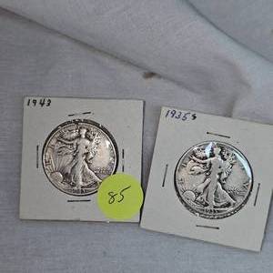 1935S, 1943 Walking Liberty Halves 50c