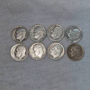 Lot of 8 Silver Roosevelt Dimes 10c