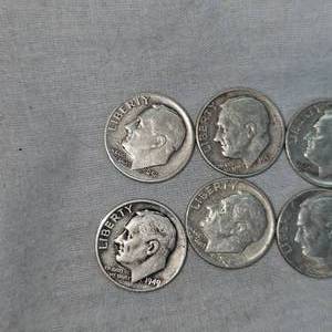 Lot of 6 Silver Roosevelt Dimes 10c