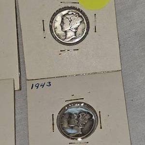 1942,42P,43S,43,43 Mercury Dimes 10c Lot of 5