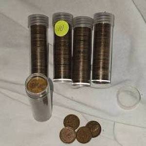 5-Rolls of Wheat Back Pennies 1c