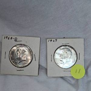 1967,1968D Kennedy Halves 50c, 40% Silver