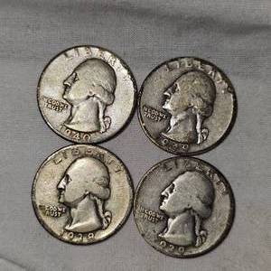 1949.1929.1938.19640Washington 25c, Lot of 4