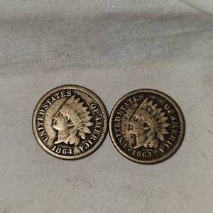 1863.1864 Indian head cents, 1c, VG