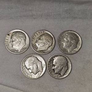 1948.1940.1960.1958.1946 Roosevelt Dimes 10c, Lot of 5