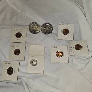 UNC, 1968 S.D 1969 S,D Lincoln Cents, 1968s Jefferson 5c and 2-1972 Eisenhower