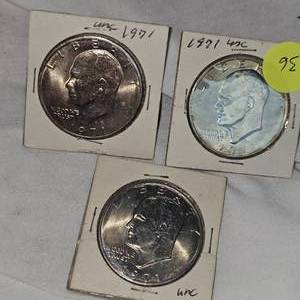 1971 Eisenhower $1 Uncirculated, Lot of 3