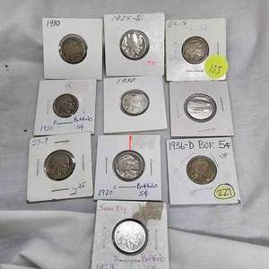 10-Mixed Date Buffalo Nickels
