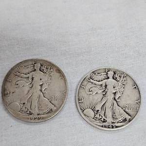 2-Walking Liberty Halves 1929,1945