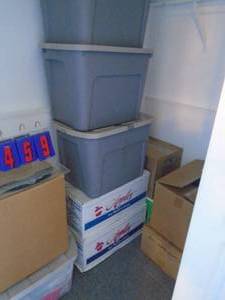 Closet of misc womens clothes in bins. Approx 10 bins in total. Unsure of all contents & may be more than clothes CASH ON SITE ONLY. PICKUP IS TUESDAY MAY 19TH FROM 11 AM TO 4 PM. REGARDLESS WHAT THE SCHEDULE STATES.