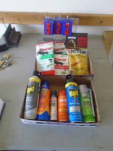 2 flats of cleaning supplies with mice sticky pads. As shown. CASH ON SITE ONLY. PICKUP IS TUESDAY MAY 19TH FROM 11 AM TO 4 PM. REGARDLESS WHAT THE SCHEDULE STATES.