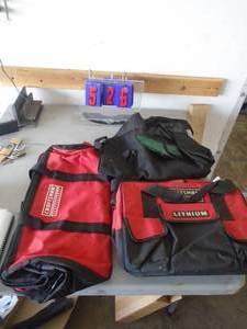 Approx 3 tool bags. As shown. CASH ON SITE ONLY. PICKUP IS TUESDAY MAY 19TH FROM 11 AM TO 4 PM. REGARDLESS WHAT THE SCHEDULE STATES.