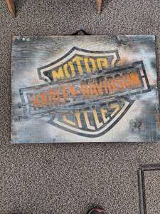 Wooden Multicolored Harley Davidson Sign