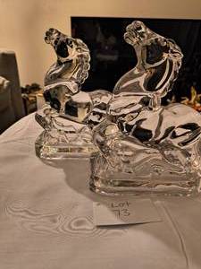 Vintage L.E. Smith Clear Glass Rearing Horse