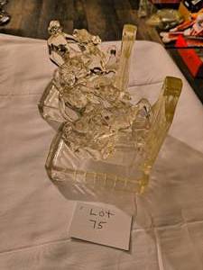 VINTAGE Art Deco clear glass Lady Godiva on horse