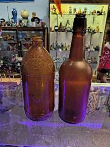VINTAGE - 2 brown glass bottles- Hi-Lex(1)