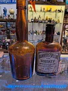 VINTAGE - 2 Bourbon brown bottles