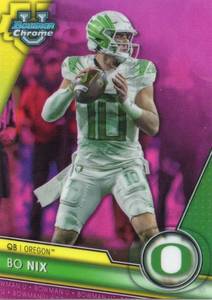 2023 Bowman University Chrome Bo Nix #159 Pink Refractor Football Card