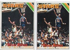 Lot of Two 1975 topps #254 Moses Malone Rookie Cards