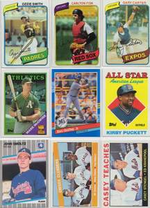 Lot Of 9 Vintage Baseball Cards Including 1991 Donruss Ken Griffey Jr. #77, 1988 Topps Kirby Puckett All Star, and More