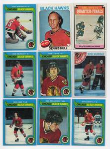 Lot Of 9 Vintage Hockey Cards Including 1975-76 Topps #254 Dennis Hull, 1979-80 Topps #41 Tom Lysiak, and More