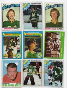 Lot Of 9 Vintage Minnesota North Stars Hockey Cards Including 1979 Topps #151 Kris Manery, 1978-79 Topps Nick Beverly #111, and More