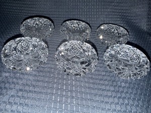 Lot of 6 vintage glass open salt sellers GLOWS