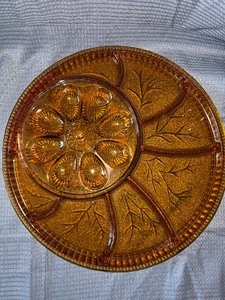 Vintage Indiana Amber glass egg plate