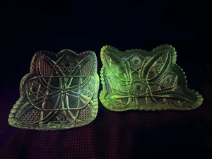 Vintage crystal serving bowls that GLOW