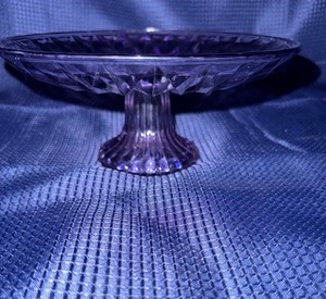 Purple glass pedestal platter