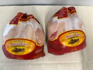 CC. 2x 4lb Gerber Amish Farm Whole Fryer Chicken