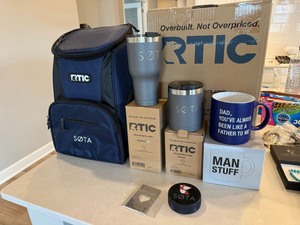 RTIC Cooler Bag & Drinkware Gift Lot w SOTA Mug Puck Blue Graphite