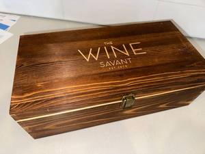 The Wine Savant Whiskey Glass Gift Set Wood Box 2 Glasses Barware