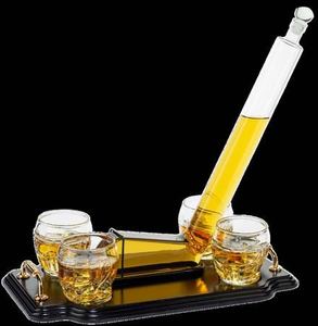 The Wine Savant Hockey Decanter Set 4 Glasses Tray Boxed