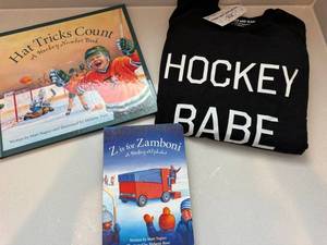 Hockey Kids Gift Lot Books & Youth Sweatshirt Hockey Babe Portage Main