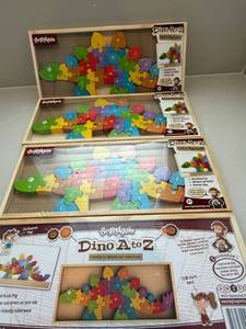 BeginAgain Dino A to Z Wooden Alphabet Puzzle Lot of 4 Boxed Toys