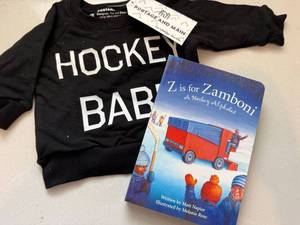 Portage and Main Hockey Babe 0-6M Baby Shirt & Zamboni Book Set