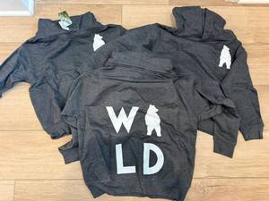 10 Youth Wild Bear Graphic Hoodies Gray S-M-L Pullover Lot VG