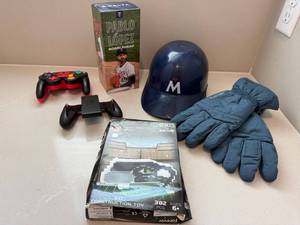 Mixed Sports & Gaming Lot Bobblehead Helmet Switch Grip Gloves