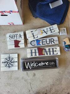 Rustic Wood Letter Signs with Minnesota State Cutouts - Love, Home, Welcome-ish