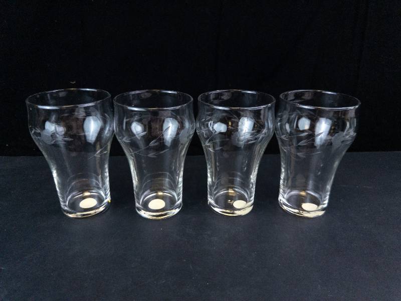 Princess House 10-Oz Etched Crystal Glasses (Lot of 4)